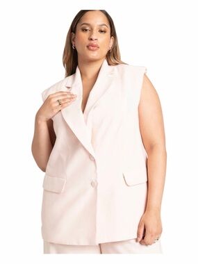 NWT! Eloquii Crystal Pink Long Tailored Two-Button Vest. Size 28.